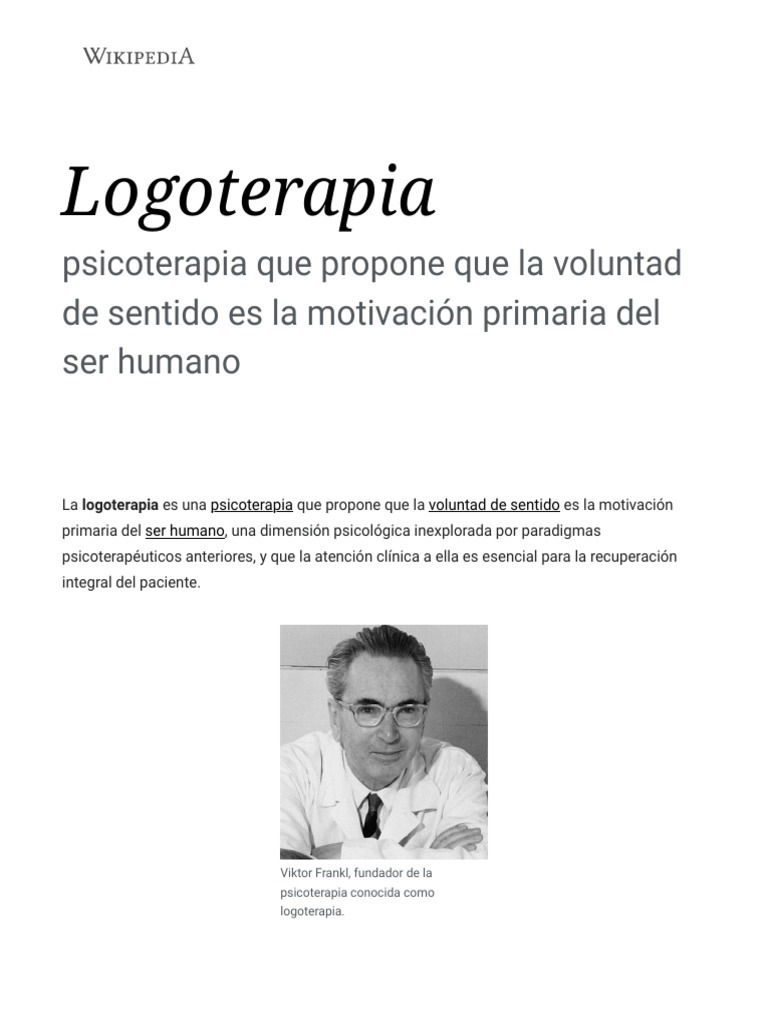 Logoterapia – Wikipédia, a enciclopédia livre